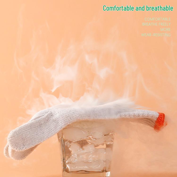 Durable White Cotton Yarn Work Gloves - Non-Slip, Thickened, Wear-Resistant for Labor Protection at Construction Sites