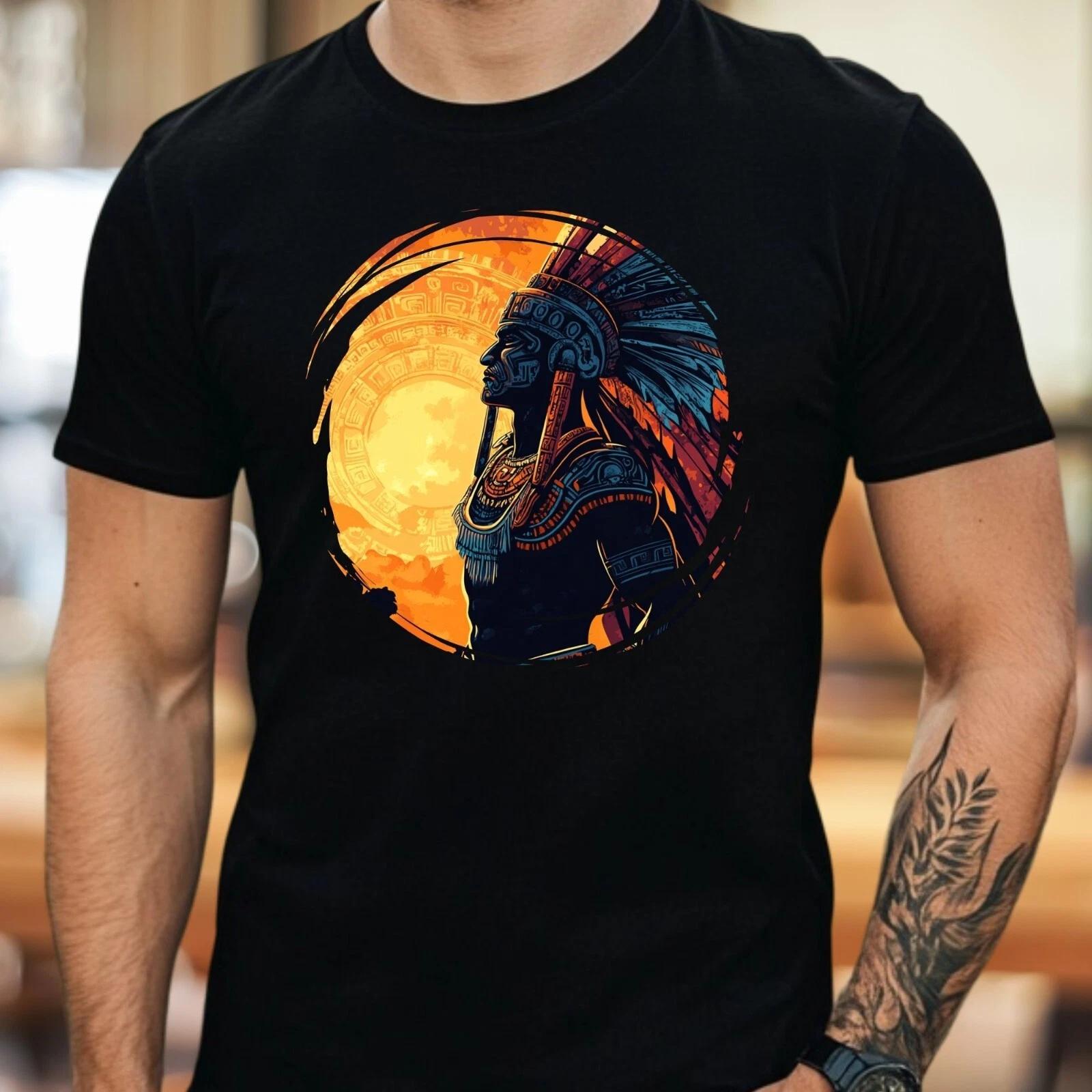 T-Shirt Herren Aztekischer Krieger Motiv Baumwolle Größe XS bis 5XL S