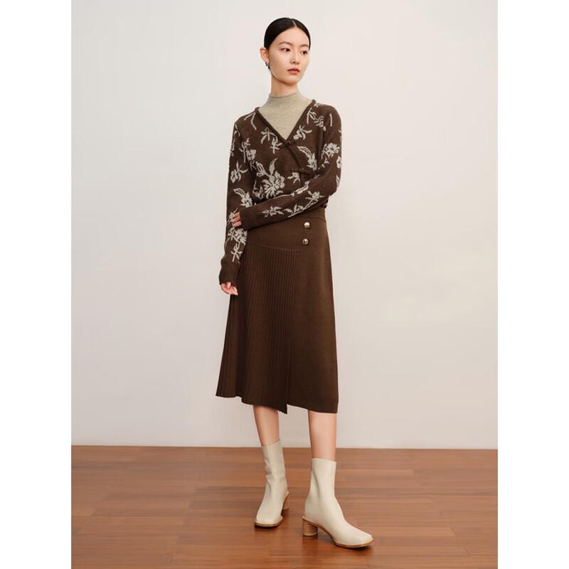 Jiuzi Annakou French Retro Pleated Wool Skirt M