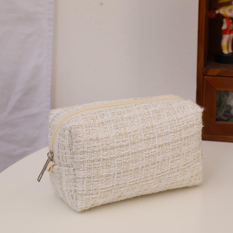 Kawaii Canvas Plaid Travel Cosmetic Lipstick Storage Bag Cute Women Makeup Kits Handbags Organizer Wallet Pencil Cases Pouch Bag