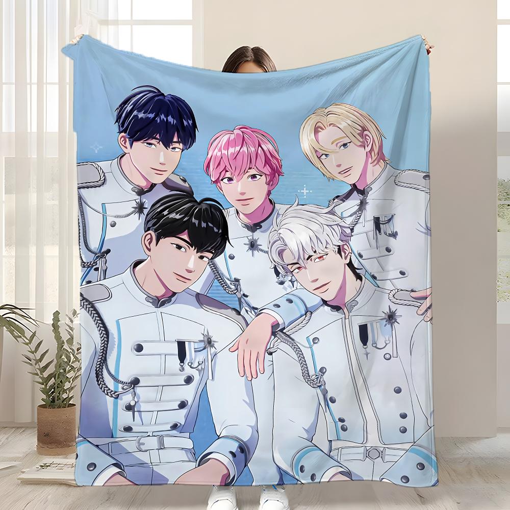 

Kpop P-PLAVE Throw Kid-Friendly Flannel Throw Blanket Soft Warm Anti-Static Washable All Season 75x90cm