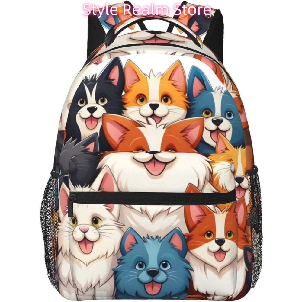Laptop Bag Back To School Cartoon Dogs Lightweight Laptop Backpack Lightweight Multipurpose Travel Casual Daypack Unisex College чёрный