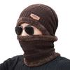 Herren Winter Warme Ohrenschützer Fleece Strickmütze Verdickter Schal Zweiteiliges Set Herbst und Winter Wollmütze
