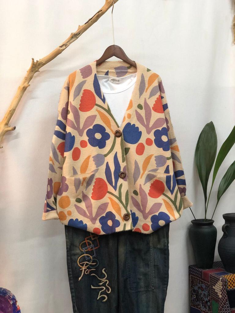 Factory new autumn and winter cute printed imitation mink velvet jacket women's Korean version loose lazy sweater