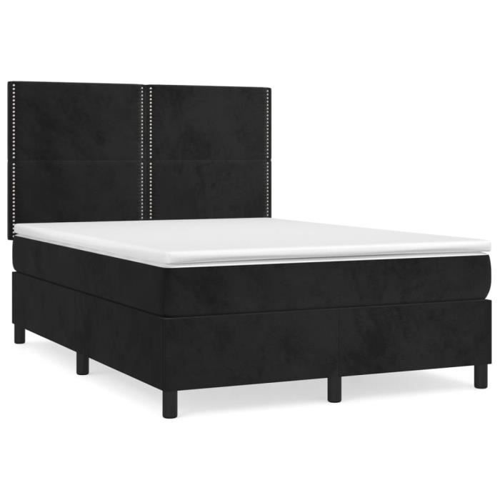 3142967 vidaXL Divan Bed with Mattress Black 140x200 Cm Velvet