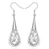 Silver Plated Hollow Water Drop Earrings for Women