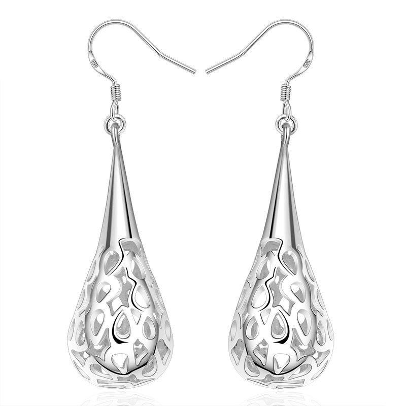 Silver Plated Hollow Water Drop Earrings for Women