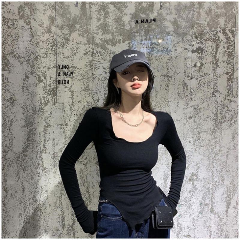 T-shirt Femme Coupe Ajustée Manches Longues Haut de Base