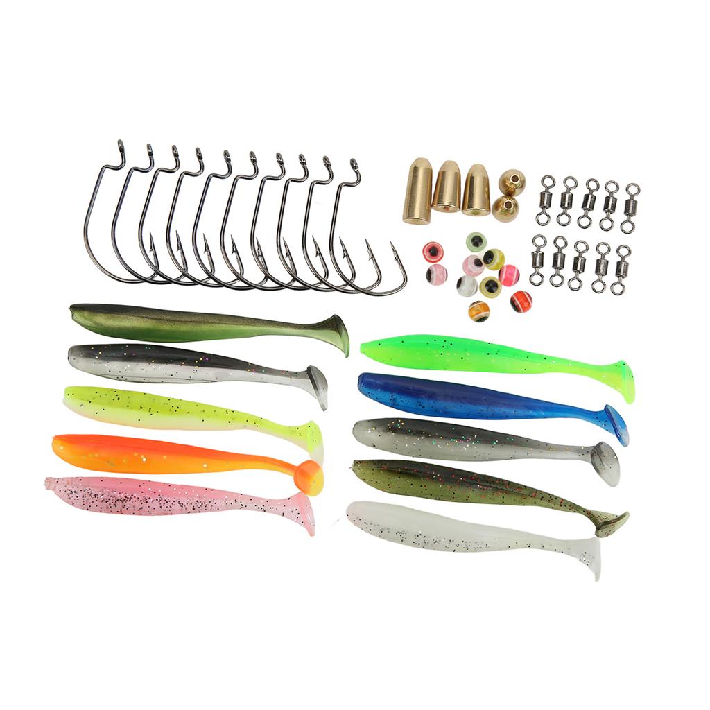 45pcs Fishing Hooks Tackle Kit Fishing Accessories Set with Tackle Box Bait Hook Fishing Swivel for Saltwater