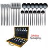 Tableware Set Gift Box Fabulous Cutlery Knife Fork Dessert Spoon Coffee Spoon 24PCS Gold Flatware Dinnerware Sets