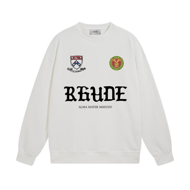 Rhude Vintage Letter Print Oversized Hoodie Men Women Casual Streetwear Sweatshirt