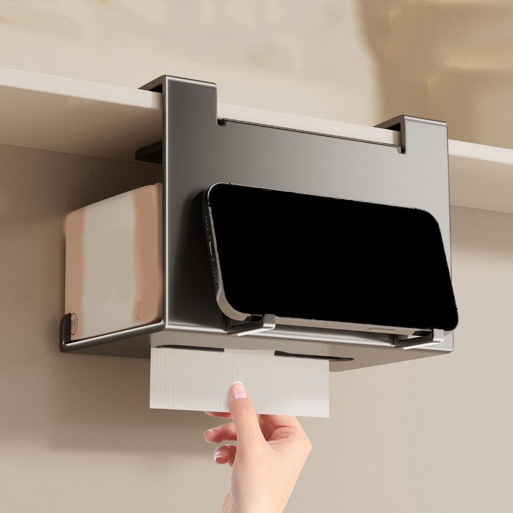 Iron Under Cabinet Paper Towel Holder Removable Space Saving Face Towel Storage Rack Wall Mounted Rustproof Roll Paper Holder