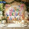 Gifts Birthday Celebration Banner, Colorful Polyester Backdrop for Party Decorations