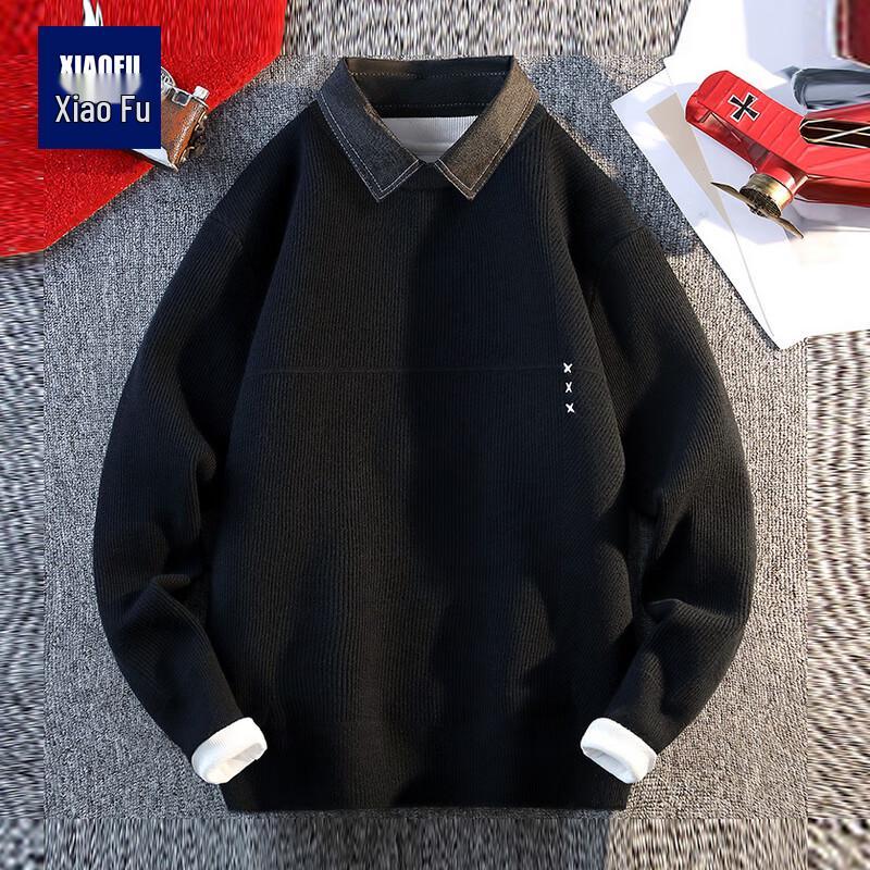 

Men s Fake Two-Piece Pullover Sweater L