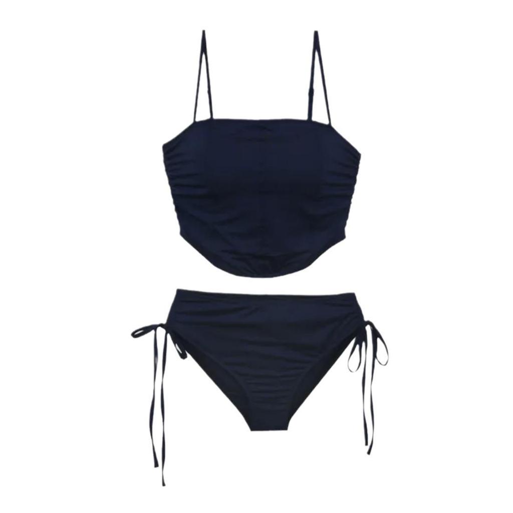 2024 Korean-Style Women's Split Swimsuit: Girl's Tube Top Drawstring Bikini for Resorts & Hot Springs