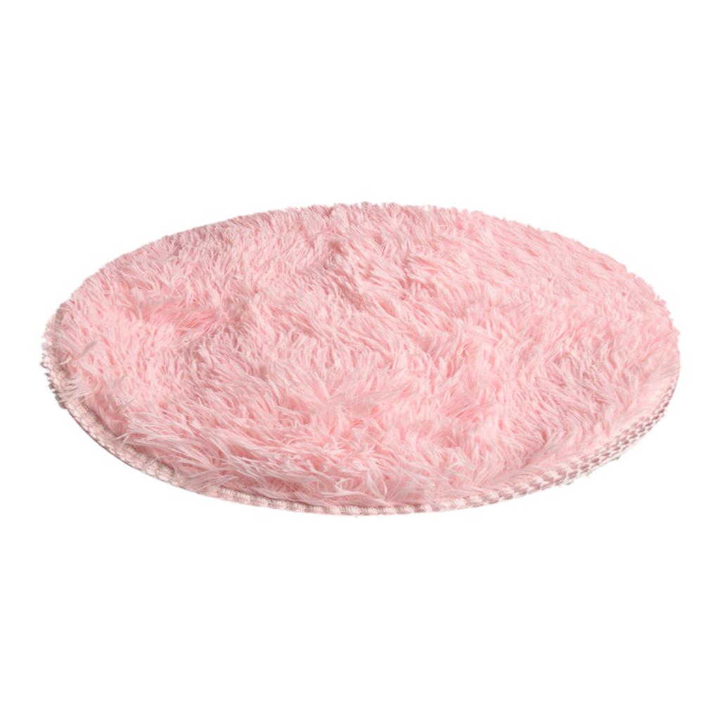 1pc Round Shaggy Rug Multi-color Optional Solid Pattern Modern Style Home Decoration Soft Soothing Rug Anti-Skid Mat 40cm 60cm