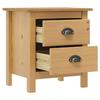 Table de chevet - Hill - Bois de pin massif - 2 tiroirs - Marron miel