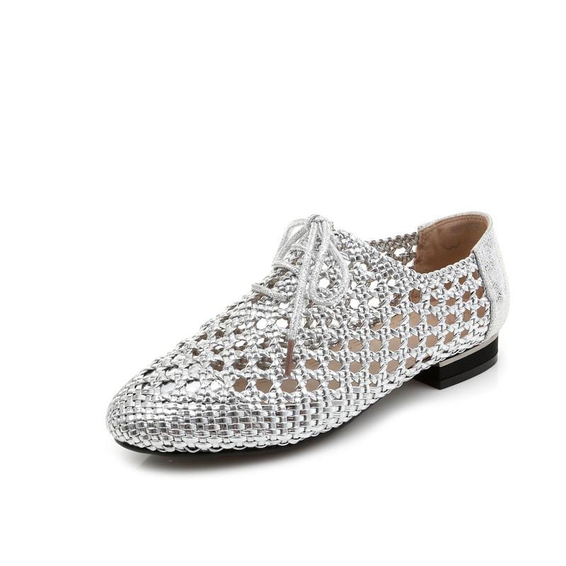 

Мода 2025 Лето Ажурная Вязаная Дышащая Обувь Женские Сандалии Большой Размер Острый Носок Натуральная Кожа Обувь Летние Плоские Повседневные Сандалии 4