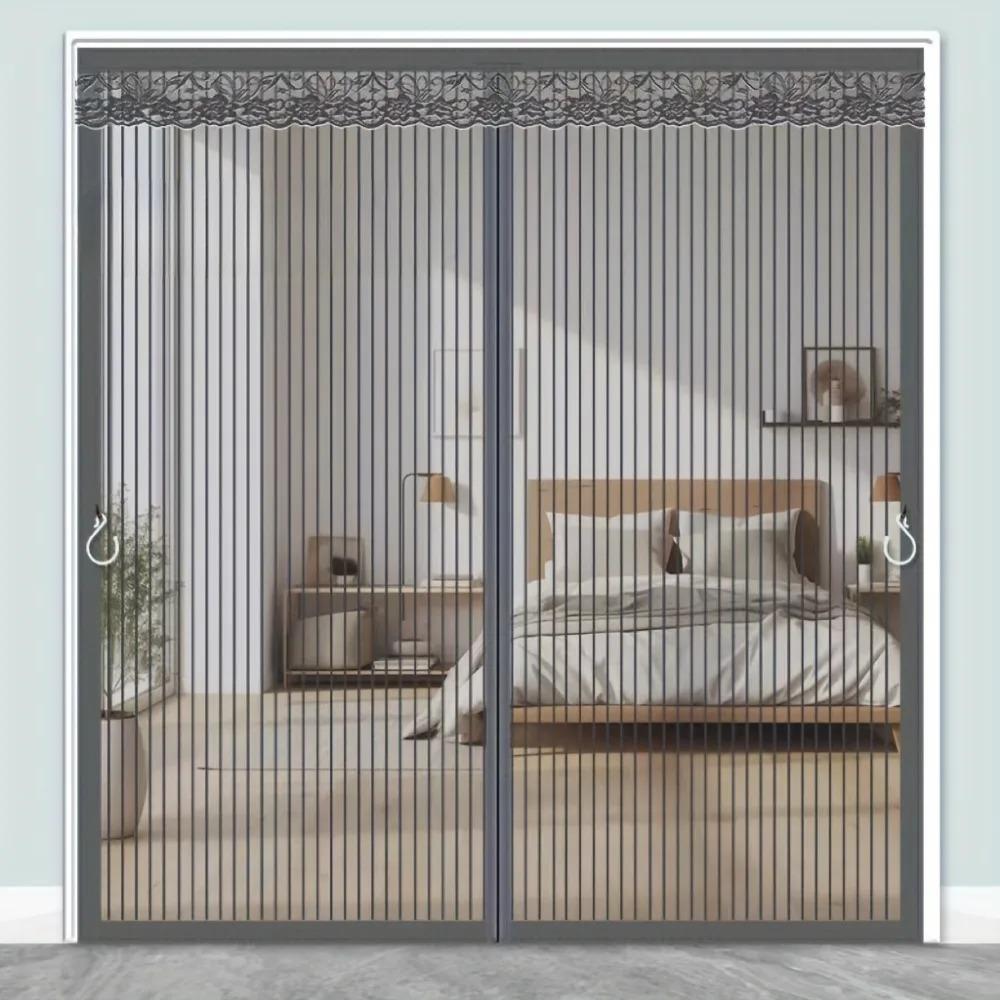

Modern style polyester door curtain, magnetic closing design, grey mosquito screen, suitable for bedroom, etc 70*190cm черный бин