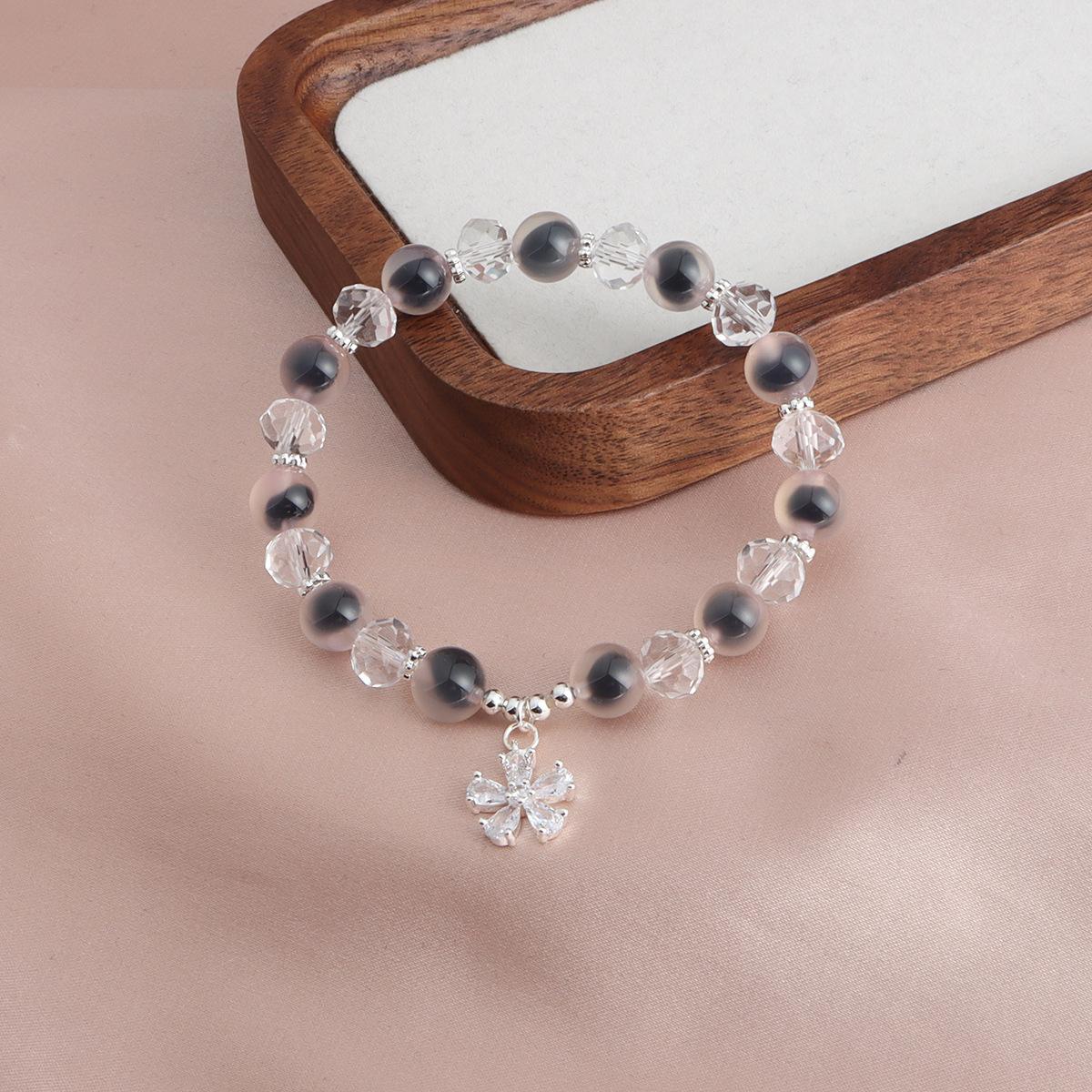 

New Chinese bracelet, sugar heart agate butterfly love flower pendant, crystal bracelet, dopamine versatile Guochao