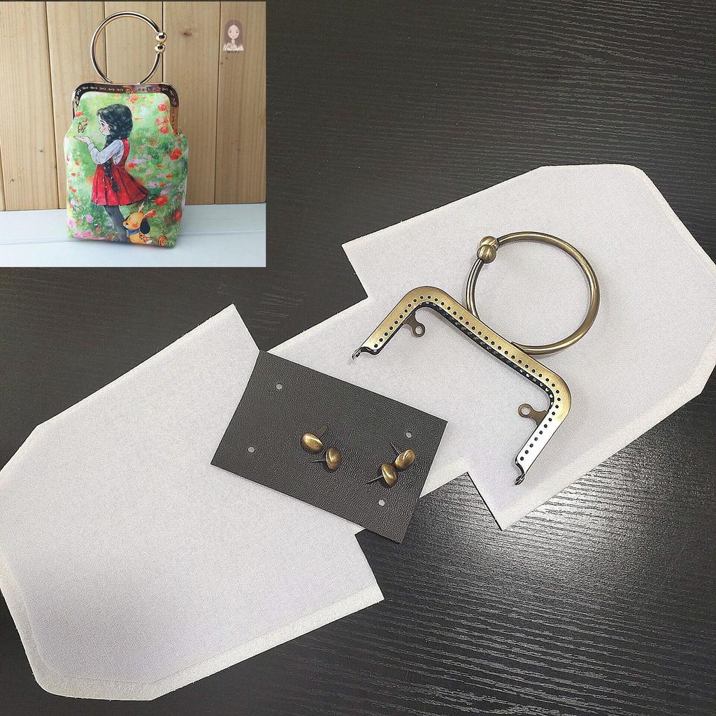 DIY Lazy Person Purse Kit: Stiff Frame, Cotton Cut, Auxiliary Materials & Pins Included