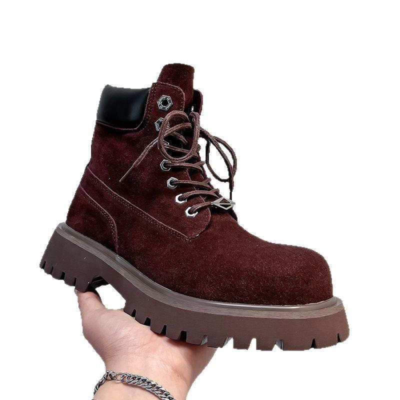 New thick-soled heightening Martin boots retro trend British style front lace-up outdoor versatile ruffian 66681-A