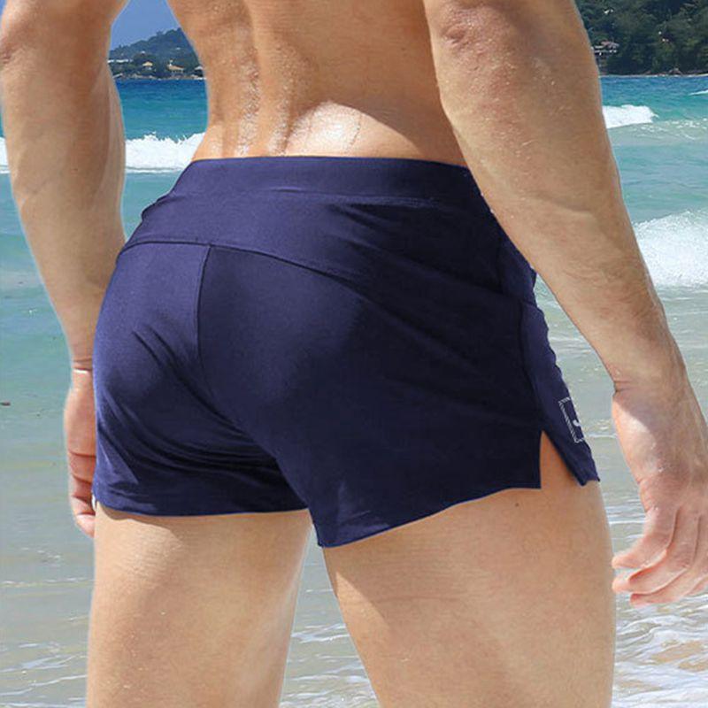Swimwear JOCKMAIL Solid Color Men's Low-Rise Swim Shorts Flat Angle Drawstring Non-Slip with Convenient Zippered Pouch Trunsk