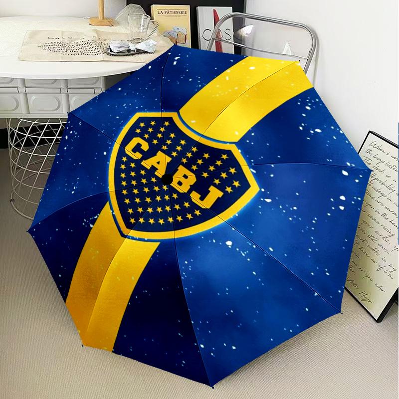 1 Stück Boca Juniors Fußballverein Design Regenschirm Faltbarer Regenschirm, Automatischer Regenschirm 8-Rippen für Reisen, Camping Fan Geschenke Weihnachtsgeschenke