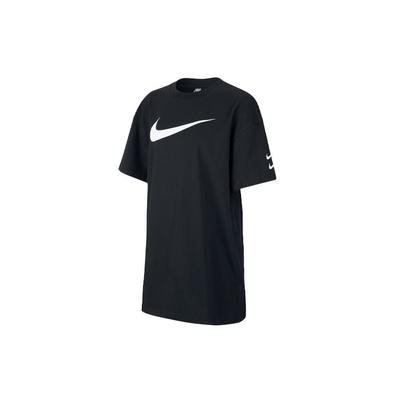 Nike Sportswear Swoosh Vintage Style Solid Color Breathable Short Sleeve Dress Women Dresses Black CJ3830-010