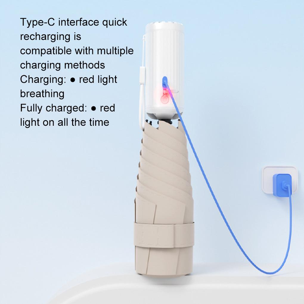 New Portable Sun Umbrella With USB Charging Sunscreen And UV Protections Versatile ABS Automatic Umbrella Fan