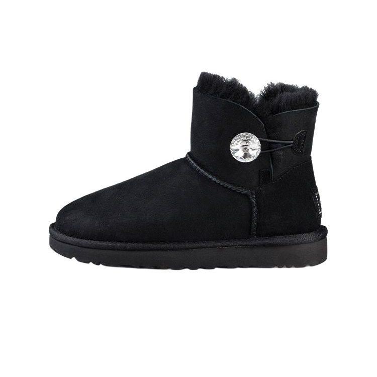 UGG Mini Bailey Button Bling Fleece Lined 'Black White' Women's 1016554-BLK