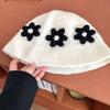Korean Style Beanies Hat Sweet Bucket Hat Retro Crochet Flower Knitted Hat  Outdoor