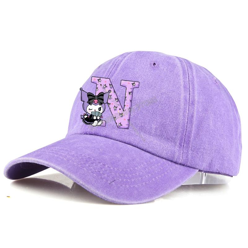 Kuromi Baseball Cap Adult A-Z Letter Washed Denim Sun Hat Woman Girls Cap Cartoon Outdoor Sport Sunbonnet Retro Headgear Gift