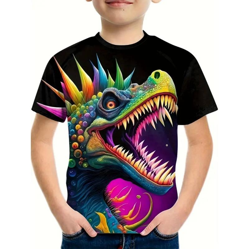 Boys Kids Clothes 3D Print Cartoon Dinosaur Graphic T Shirts