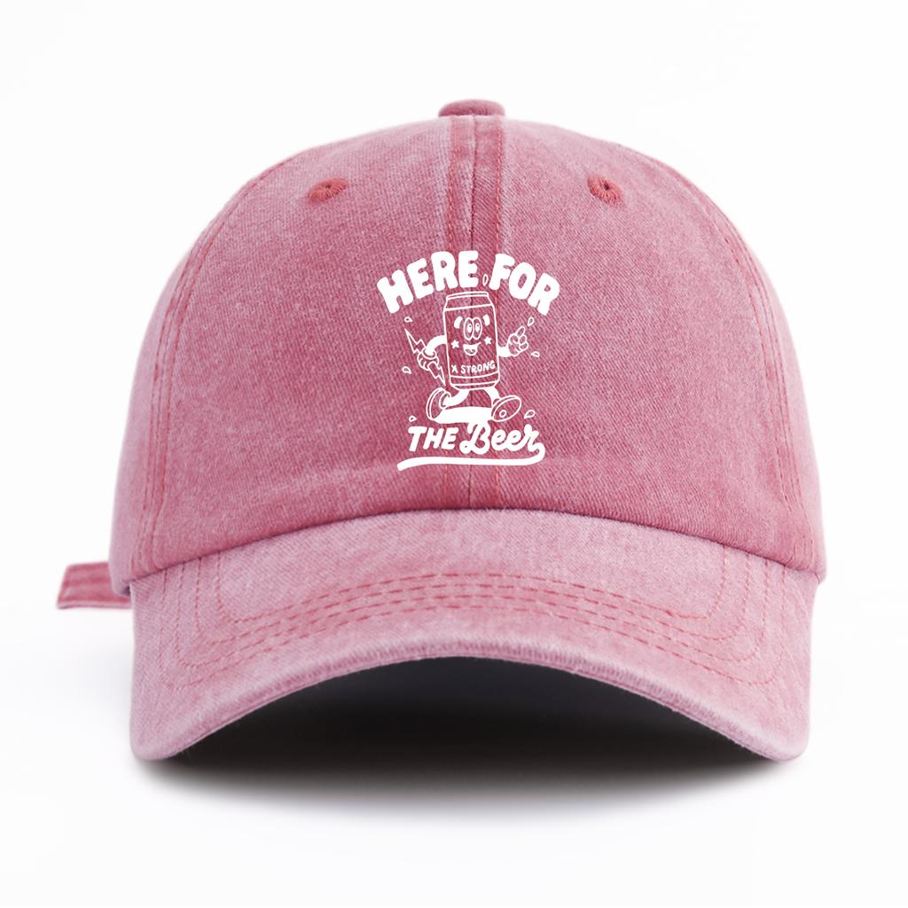1pc THE BEER Print Washed Baseball Cap for Adults,Minimalist Retro Style Casual Soft Adjustable Dad Hat,Perfect As Gift