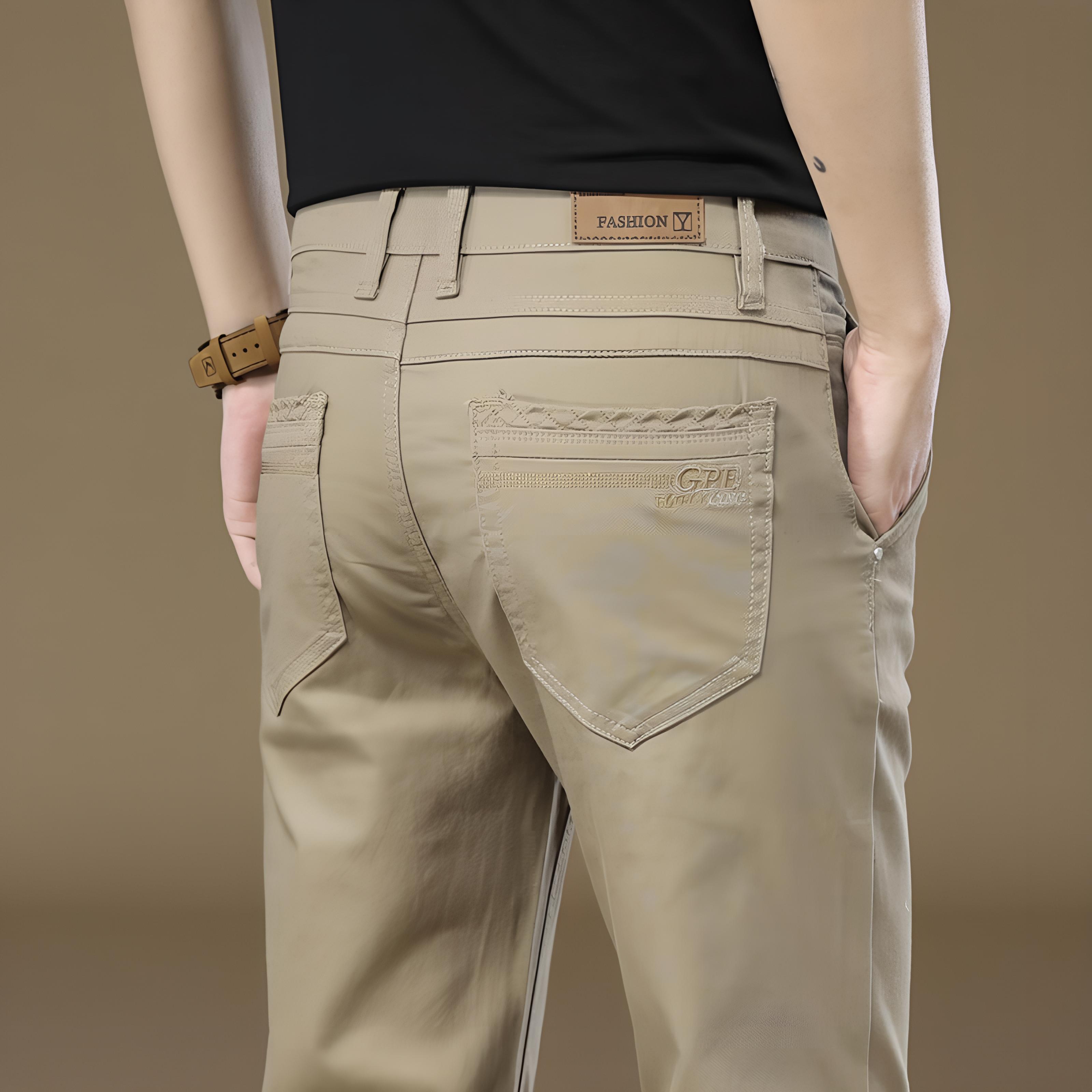 

Осень/Зима Новые Мужские Повседневные Брюки Эластичные Универсальные Деловые Среднего Возраста Зауженные Прямые Повседневные Брюки 28 хаки