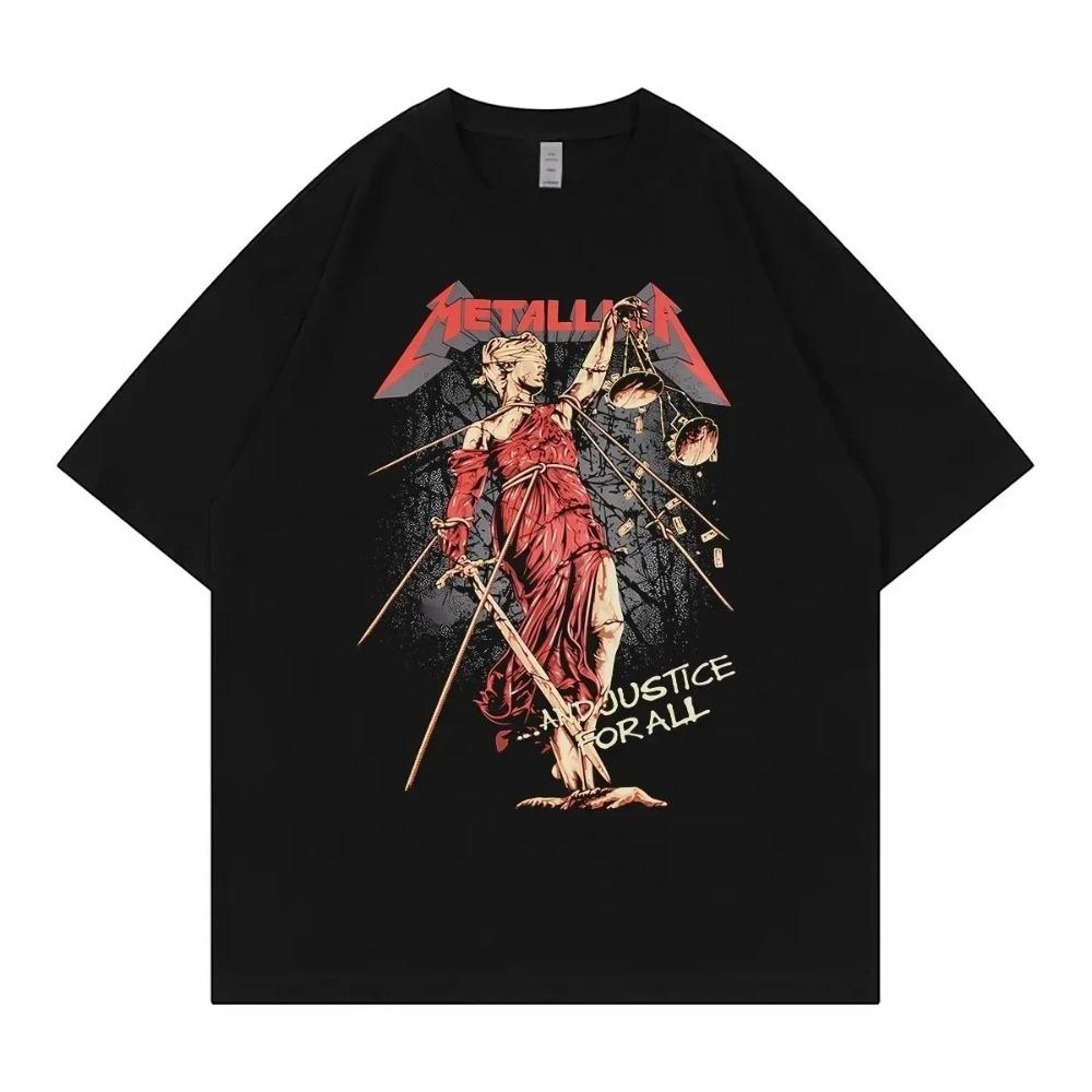 

Metallica ...And Justice for All Искаженная Леди Правосудие Футболка Оверсайз, Унисекс Уличная Одежда для Фанатов Thrash Metal, Повседневная Короткая Футболка 100% Хлопок 4XL