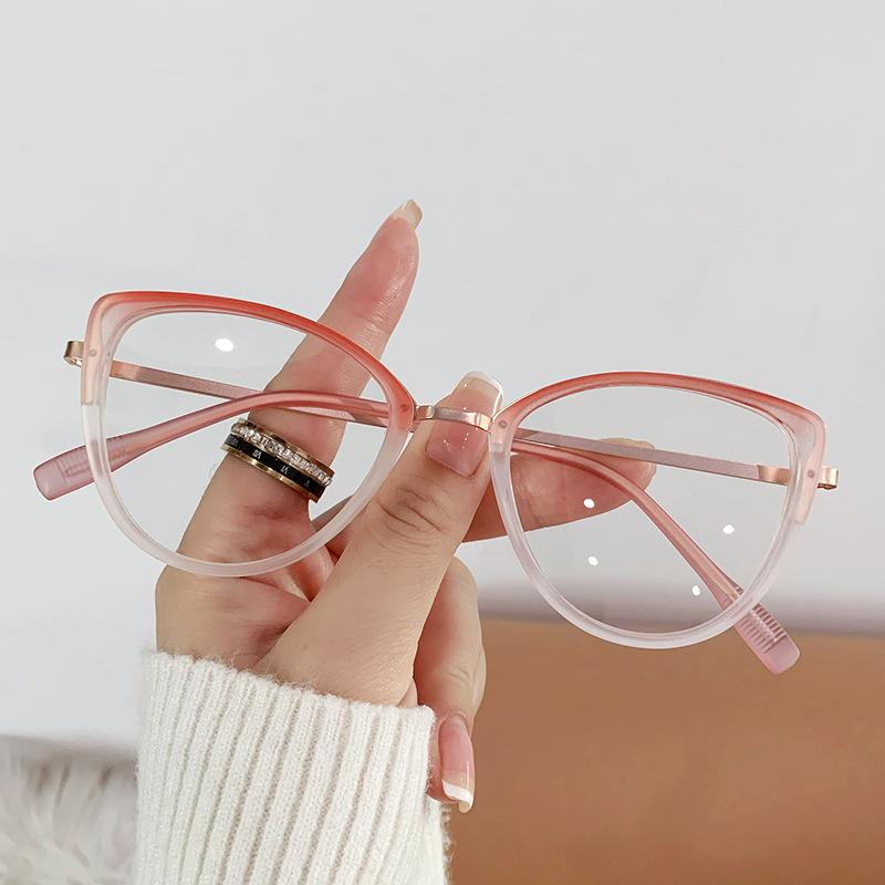 New Cat Eye Glasses Frame Womens Fashion Matte Metal Anti Blue Light Computer Goggles Stylish Eyewear