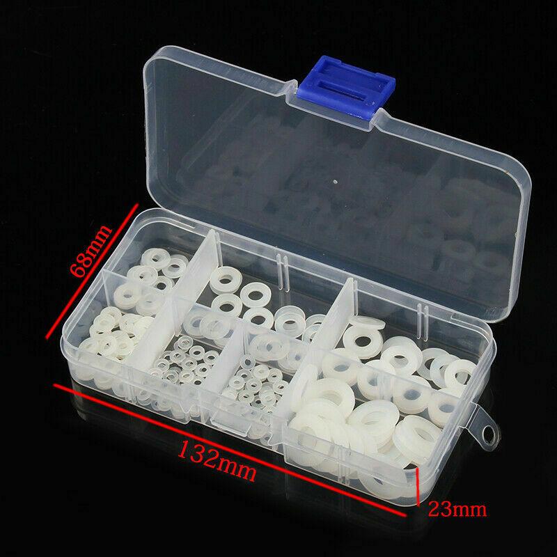 250PC/Kit Nylon Flat Washer Assortment M2 M2.5 M3 M4 M5 M6 M8 Screw/Bolt