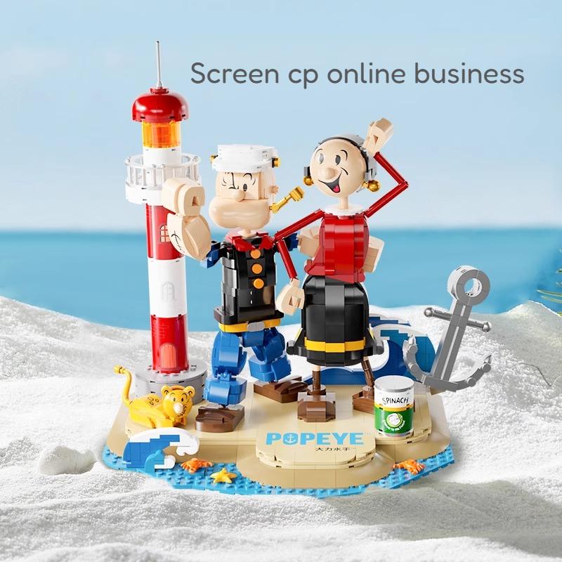 Popeye Olivia Puzzle Building Block Toy Cartoon Movie Character Collection Model Desktop Decoration Assembly Children'S Gift