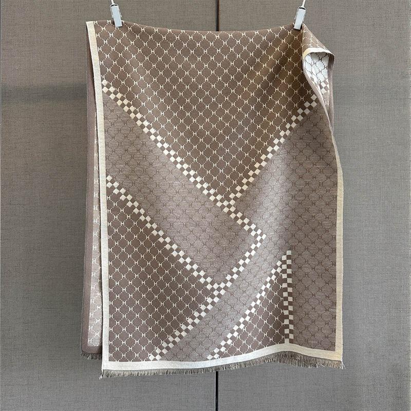 Autumn Imitation Cashmere Warm Short Beard Fringed Scarf Letter Splicing Fashion Jacquard Scarf Autumn and Winter Cold Shawl