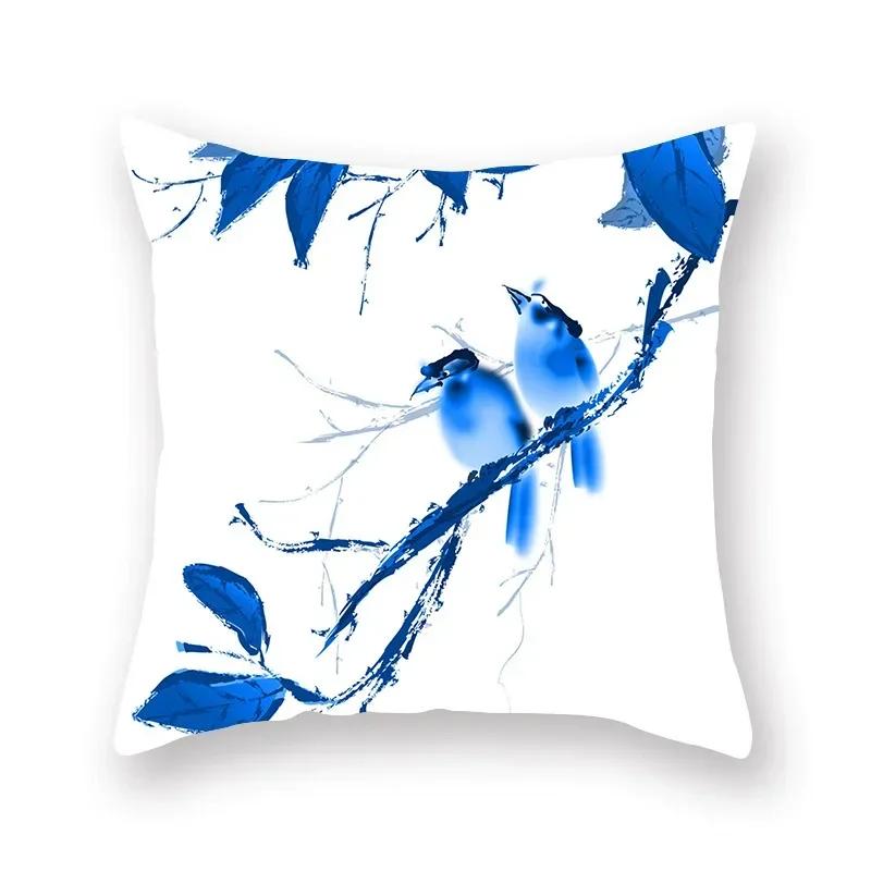 Blue Mandala Persian Cushion Cover Polyester Geometric Pattern Pillowcase Decoration Sofa Bedroom Car Office Decoration Ornament