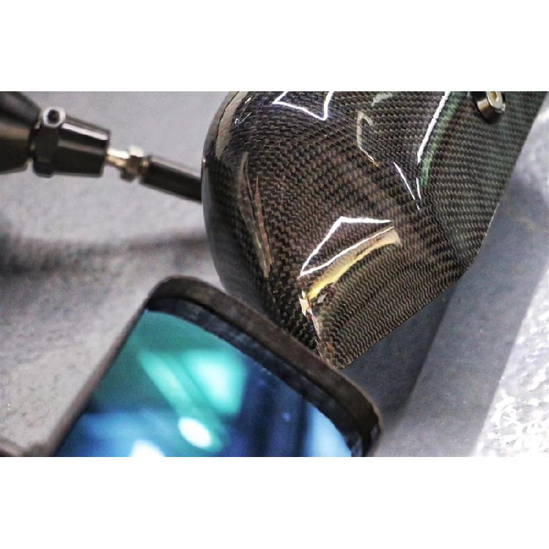 Pair Carbon Fiber Racing Car Side Rearview Mirror Metal Bracket Blue Side Mirror