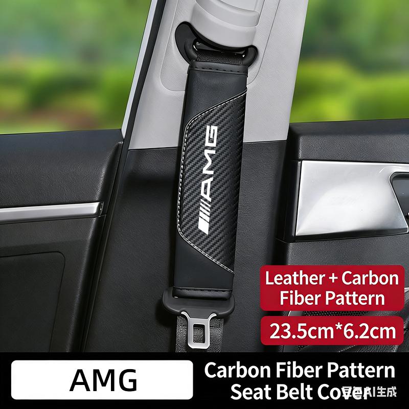 Car Belt Shoulder Pads Leather Safety Belt Cover Auto Interior Keychain For Mercedes Benz AMG Smart Fortwo 451 450 453 EQ Forfo