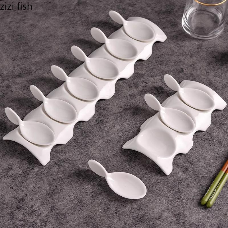 Ceramic Dining Plate Caviar Spoon Seasoning Dish Snack Bowl Dessert Plate Dim Sum Dish Sashimi Plates Fruit Bowl Sushi Plates