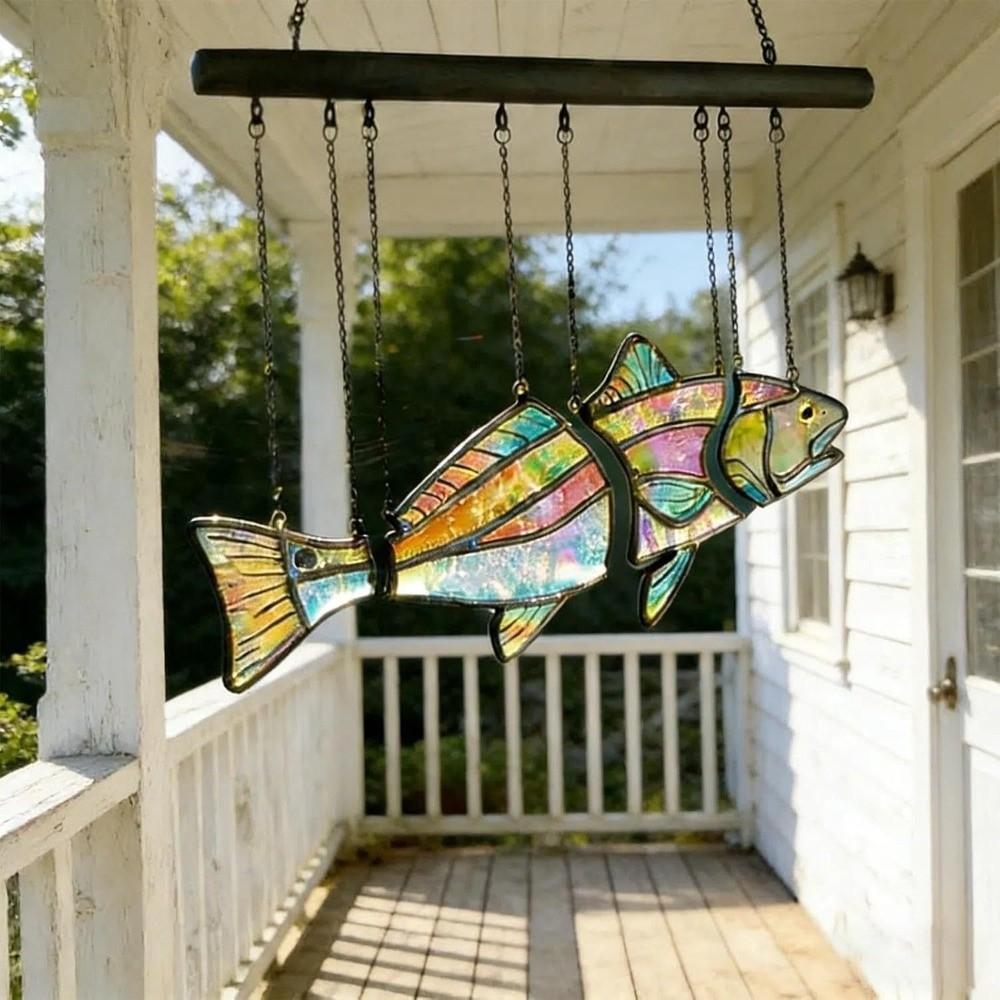 Clear Vivid Acrylic Fish Wind Chime Hand-Painted Fish Hanging Ornament Car Decorations