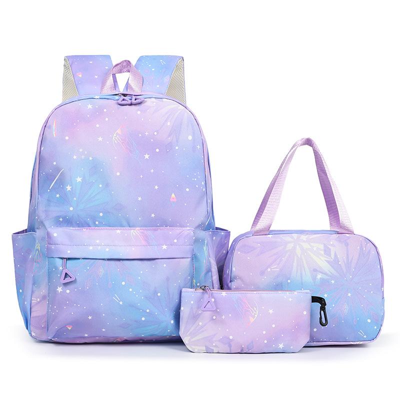 Three-piece backpack set Cute large-capacity student schoolbag casual travel backpack