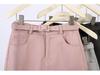 Fei Yuan A-line Skirt for Women with Belt and Double Pockets - Anti-exposure, Solid Color, Short, Petite Fit.