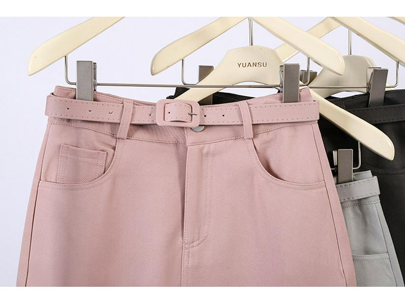 Fei Yuan A-line Skirt for Women with Belt and Double Pockets - Anti-exposure, Solid Color, Short, Petite Fit.