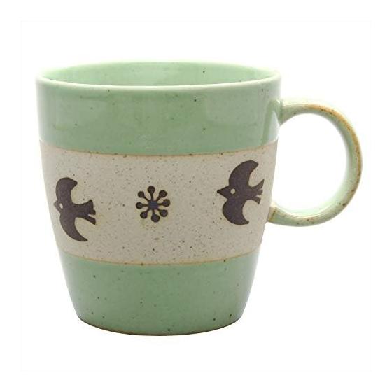 Hamato Hasami Ware Cherry Bird Mug Bird Green 403545 340ml